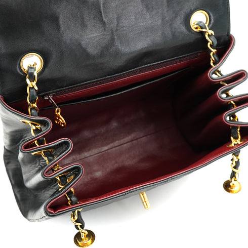 VINTAGE CHANEL MATELASSE CHAIN SHOULDER BAG BLACK LAMB SKIN GOLD HARDWARE 90330703