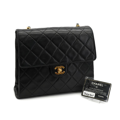 VINTAGE CHANEL MATELASSE CHAIN SHOULDER BAG BLACK LAMB SKIN GOLD HARDWARE 90330703