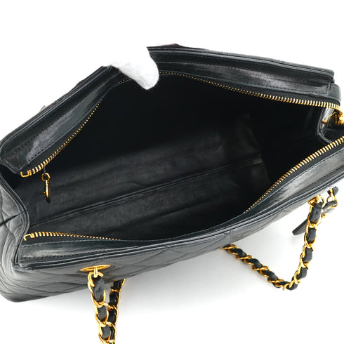 VINTAGE CHANEL MATELASSE CHAIN SHOULDER BAG BLACK LAMB SKIN GOLD HARDWARE 90331672