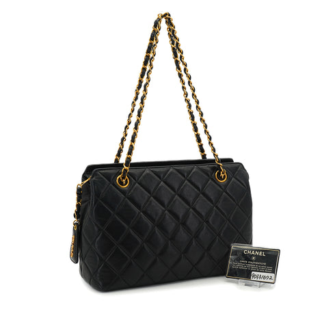 VINTAGE CHANEL MATELASSE CHAIN SHOULDER BAG BLACK LAMB SKIN GOLD HARDWARE 90331672