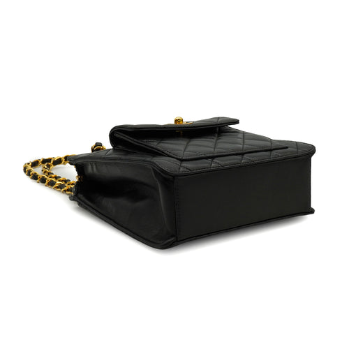 VINTAGE CHANEL MATELASSE CHAIN SHOULDER BAG BLACK LAMB SKIN GOLD HARDWARE 90334155