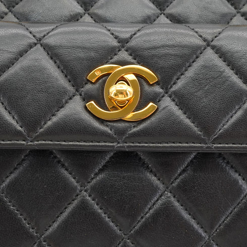 VINTAGE CHANEL MATELASSE CHAIN SHOULDER BAG BLACK LAMB SKIN GOLD HARDWARE 90334155