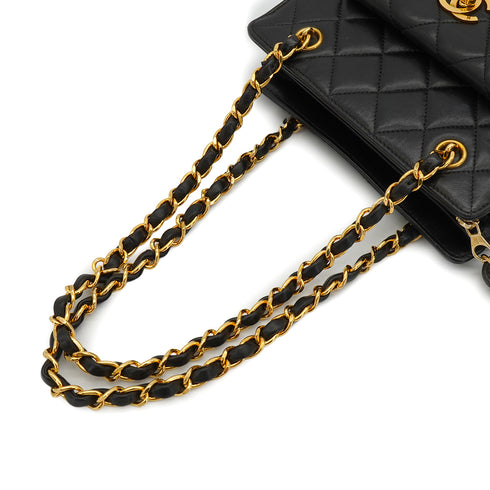 VINTAGE CHANEL MATELASSE CHAIN SHOULDER BAG BLACK LAMB SKIN GOLD HARDWARE 90334155