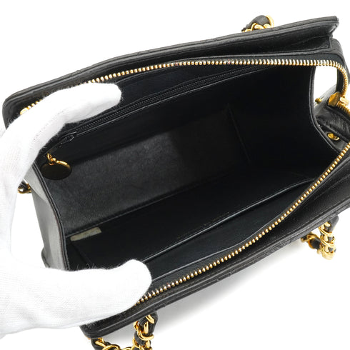 VINTAGE CHANEL MATELASSE CHAIN SHOULDER BAG BLACK LAMB SKIN GOLD HARDWARE 90334155