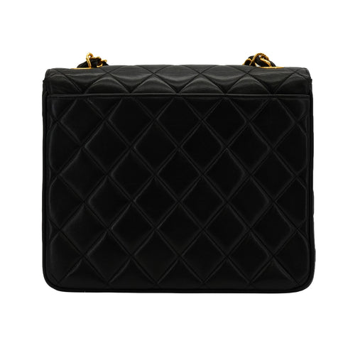 VINTAGE CHANEL MATELASSE CHAIN SHOULDER BAG BLACK LAMB SKIN GOLD HARDWARE 90337293