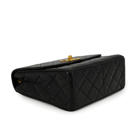 VINTAGE CHANEL MATELASSE CHAIN SHOULDER BAG BLACK LAMB SKIN GOLD HARDWARE 90337293