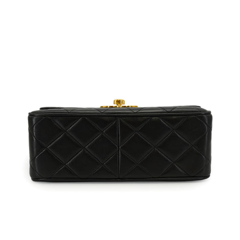 VINTAGE CHANEL MATELASSE CHAIN SHOULDER BAG BLACK LAMB SKIN GOLD HARDWARE 90337293