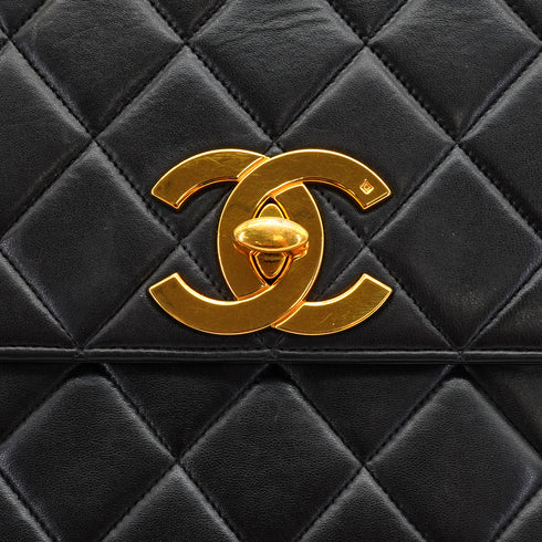 VINTAGE CHANEL MATELASSE CHAIN SHOULDER BAG BLACK LAMB SKIN GOLD HARDWARE 90337293