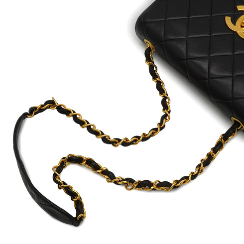 VINTAGE CHANEL MATELASSE CHAIN SHOULDER BAG BLACK LAMB SKIN GOLD HARDWARE 90337293