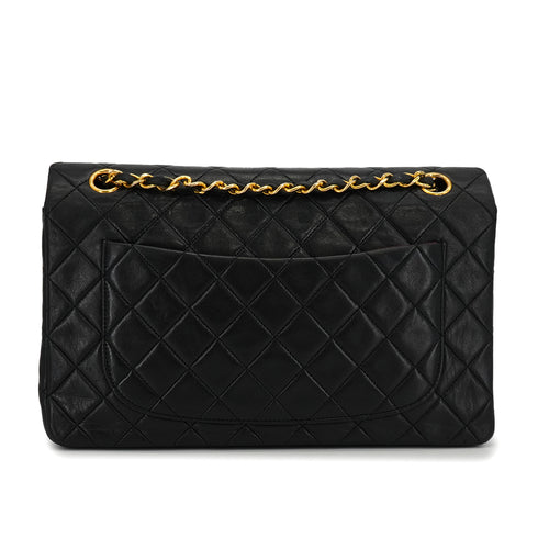 VINTAGE CHANEL MATELASSE CHAIN SHOULDER BAG BLACK LAMB SKIN GOLD HARDWARE 90338353
