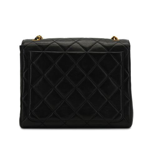 VINTAGE CHANEL MATELASSE CHAIN SHOULDER BAG BLACK LAMB SKIN GOLD HARDWARE 90339971