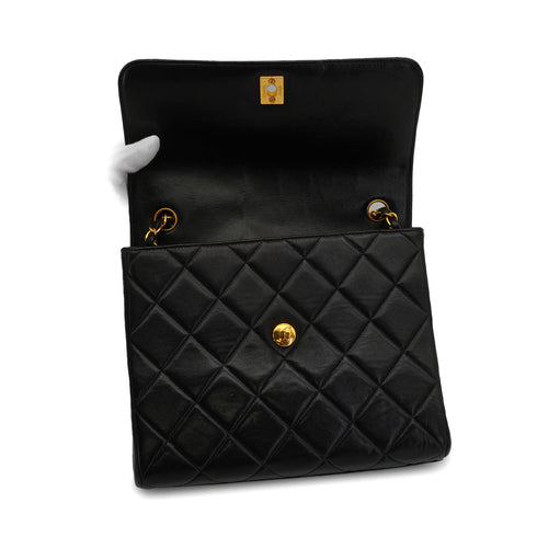 VINTAGE CHANEL MATELASSE CHAIN SHOULDER BAG BLACK LAMB SKIN GOLD HARDWARE 90339971
