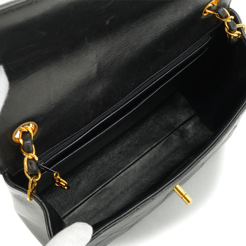 VINTAGE CHANEL MATELASSE CHAIN SHOULDER BAG BLACK LAMB SKIN GOLD HARDWARE 90339971
