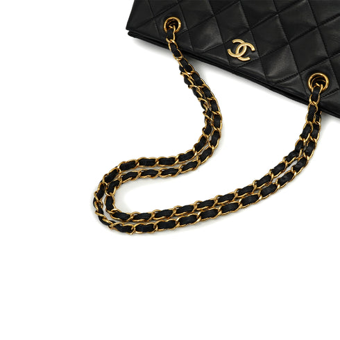 VINTAGE CHANEL MATELASSE CHAIN SHOULDER BAG BLACK LAMB SKIN GOLD HARDWARE 90340150