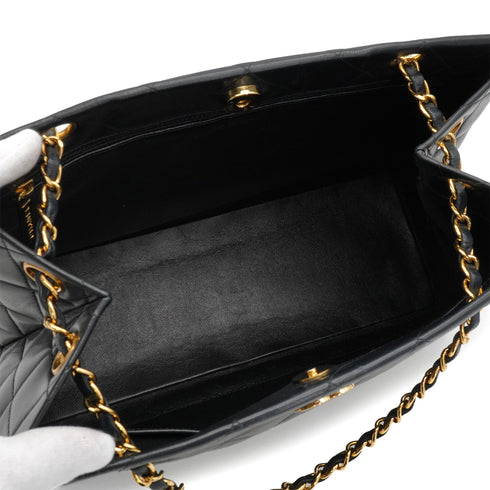 VINTAGE CHANEL MATELASSE CHAIN SHOULDER BAG BLACK LAMB SKIN GOLD HARDWARE 90340150