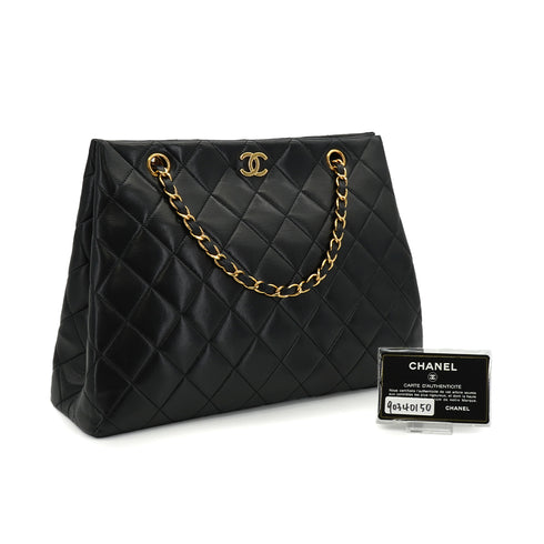 VINTAGE CHANEL MATELASSE CHAIN SHOULDER BAG BLACK LAMB SKIN GOLD HARDWARE 90340150