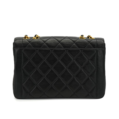 VINTAGE CHANEL MATELASSE CHAIN SHOULDER BAG BLACK LAMB SKIN GOLD HARDWARE 90340386