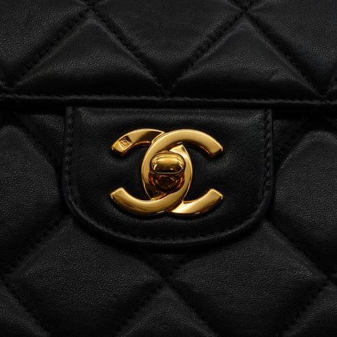 VINTAGE CHANEL MATELASSE CHAIN SHOULDER BAG BLACK LAMB SKIN GOLD HARDWARE 90340386