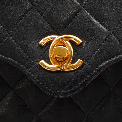 VINTAGE CHANEL MATELASSE MINI CHAIN SHOULDER BAG BLACK LAMB SKIN GOLD HARDWARE 90340459