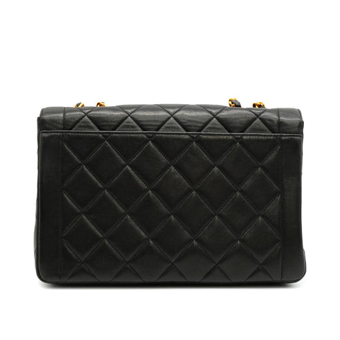 VINTAGE CHANEL MATELASSE CHAIN SHOULDER BAG BLACK LAMB SKIN GOLD HARDWARE 90342580