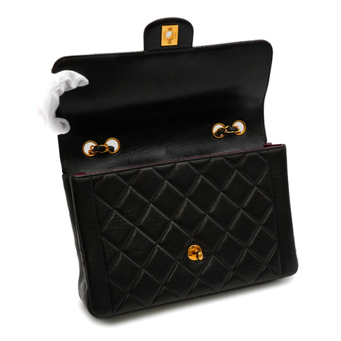 VINTAGE CHANEL MATELASSE CHAIN SHOULDER BAG BLACK LAMB SKIN GOLD HARDWARE 90342580