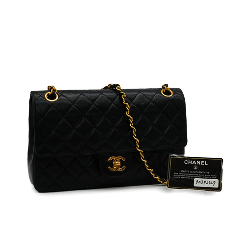 VINTAGE CHANEL MATELASSE CHAIN SHOULDER BAG BLACK LAMB SKIN GOLD HARDWARE 90342727