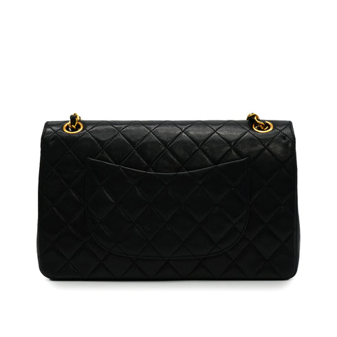 VINTAGE CHANEL MATELASSE CHAIN SHOULDER BAG BLACK LAMB SKIN GOLD HARDWARE 90342727