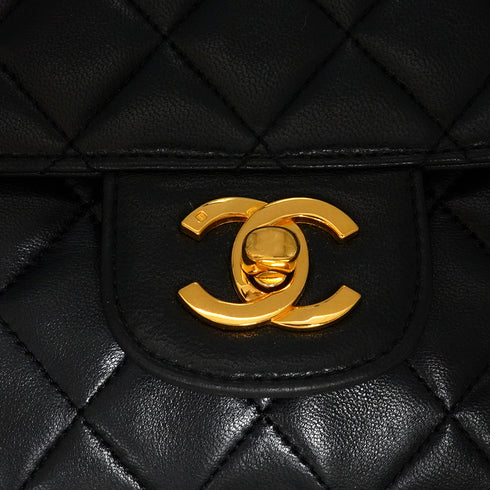 VINTAGE CHANEL MATELASSE CHAIN SHOULDER BAG BLACK LAMB SKIN GOLD HARDWARE 90342727