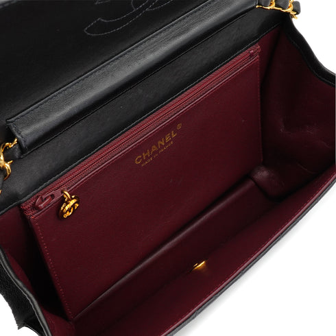 VINTAGE CHANEL MATELASSE CHAIN SHOULDER BAG BLACK LAMB SKIN GOLD HARDWARE 90343937