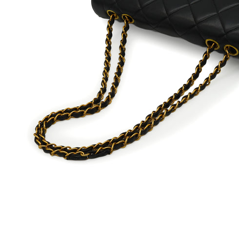 VINTAGE CHANEL MATELASSE CHAIN SHOULDER BAG BLACK LAMB SKIN GOLD HARDWARE 90343952