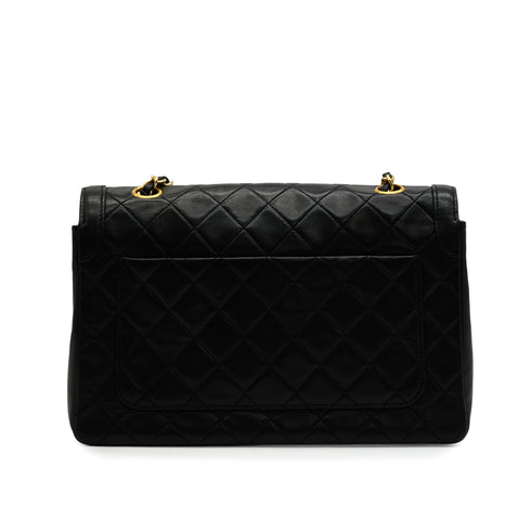 VINTAGE CHANEL MATELASSE CHAIN SHOULDER BAG BLACK LAMB SKIN GOLD HARDWARE 90344379