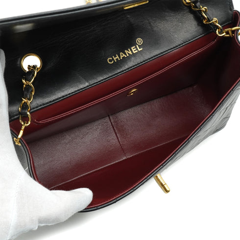 VINTAGE CHANEL MATELASSE CHAIN SHOULDER BAG BLACK LAMB SKIN GOLD HARDWARE 90344379