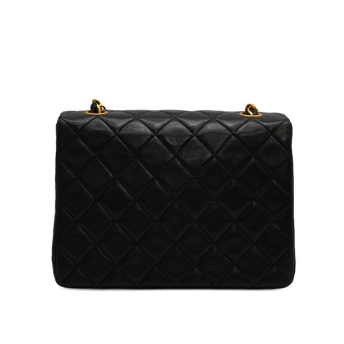 VINTAGE CHANEL MATELASSE CHAIN SHOULDER BAG BLACK LAMB SKIN GOLD HARDWARE 90348242