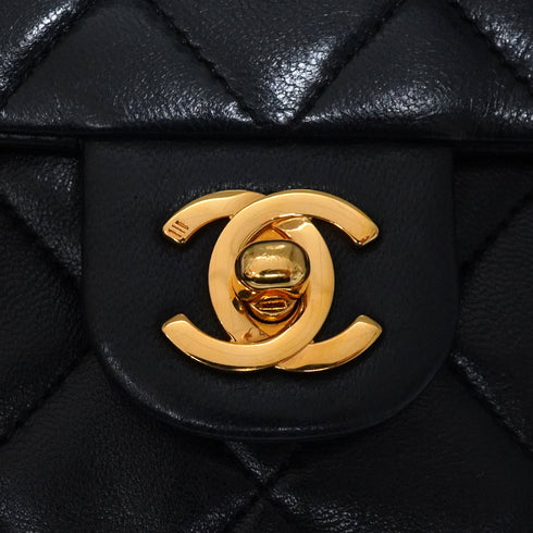 VINTAGE CHANEL MATELASSE CHAIN SHOULDER BAG BLACK LAMB SKIN GOLD HARDWARE 90348242