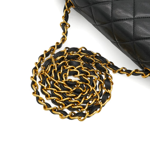 VINTAGE CHANEL MATELASSE CHAIN SHOULDER BAG BLACK LAMB SKIN GOLD HARDWARE 90348242