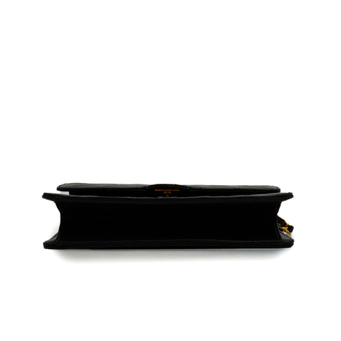 VINTAGE CHANEL MATELASSE PUSH LOCK CHAIN SHOULDER BAG BLACK LAMB SKIN GOLD HARDWARE 90348247