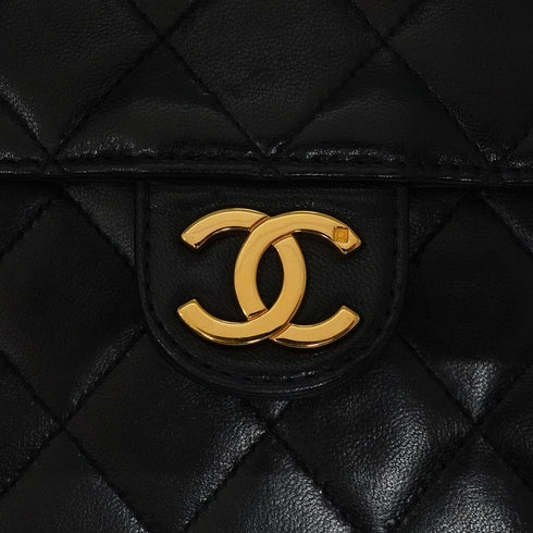 VINTAGE CHANEL MATELASSE PUSH LOCK CHAIN SHOULDER BAG BLACK LAMB SKIN GOLD HARDWARE 90348247