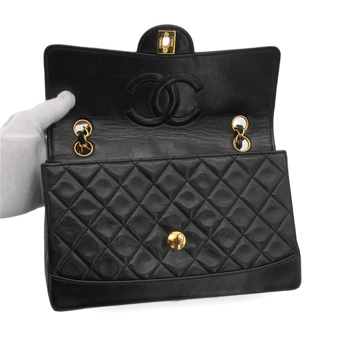 VINTAGE CHANEL MATELASSE CHAIN SHOULDER BAG BLACK LAMB SKIN GOLD HARDWARE 90348521