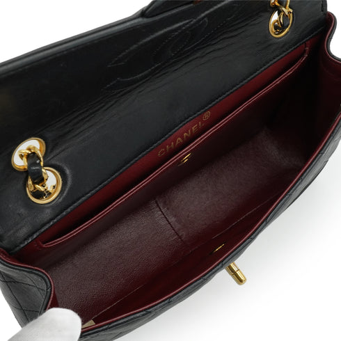 VINTAGE CHANEL MATELASSE CHAIN SHOULDER BAG BLACK LAMB SKIN GOLD HARDWARE 90348521