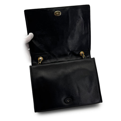 VINTAGE CHANEL MATELASSE CHAIN SHOULDER BAG BLACK LAMB SKIN GOLD HARDWARE 90316996