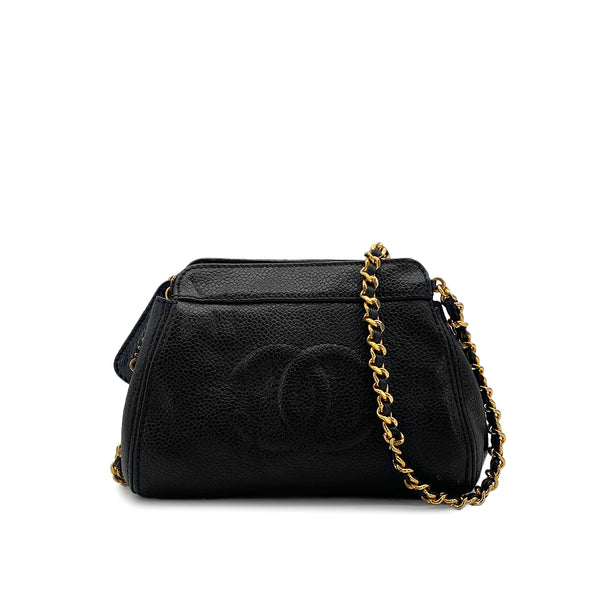 VINTAGE CHANEL MATELASSE CHAIN SHOULDER BAG BLACK LAMB SKIN GOLD HARDWARE 90317292