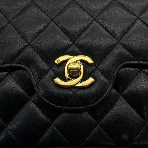 VINTAGE CHANEL MATELASSE CHAIN SHOULDER BAG BLACK LAMB SKIN GOLD HARDWARE 90319589
