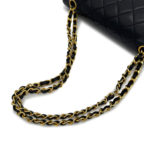 VINTAGE CHANEL MATELASSE CHAIN SHOULDER BAG BLACK LAMB SKIN GOLD HARDWARE 90319589