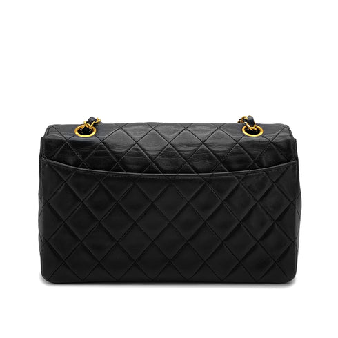 VINTAGE CHANEL MATELASSE CHAIN SHOULDER BAG BLACK LAMB SKIN GOLD HARDWARE 90324826