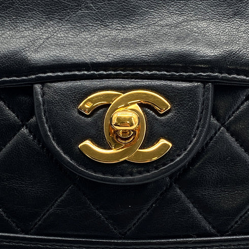 VINTAGE CHANEL MATELASSE CHAIN SHOULDER BAG BLACK LAMB SKIN GOLD HARDWARE 90324826
