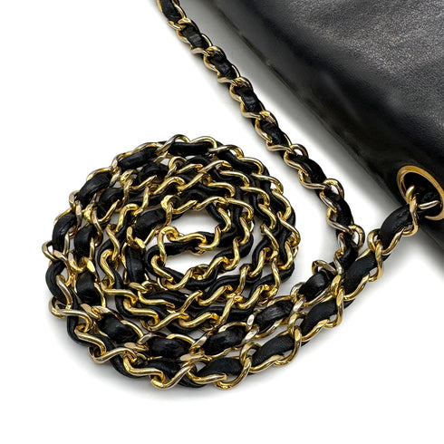 VINTAGE CHANEL MATELASSE CHAIN SHOULDER BAG BLACK LAMB SKIN GOLD HARDWARE 90324827