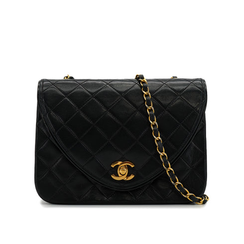 VINTAGE CHANEL MATELASSE CHAIN SHOULDER BAG BLACK LAMB SKIN GOLD HARDWARE 90326745