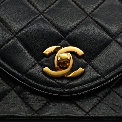 VINTAGE CHANEL MATELASSE CHAIN SHOULDER BAG BLACK LAMB SKIN GOLD HARDWARE 90326745