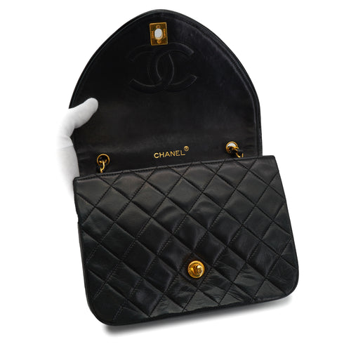 VINTAGE CHANEL MATELASSE CHAIN SHOULDER BAG BLACK LAMB SKIN GOLD HARDWARE 90326745