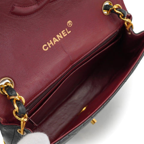 VINTAGE CHANEL MATELASSE CHAIN SHOULDER BAG BLACK LAMB SKIN GOLD HARDWARE 90326851